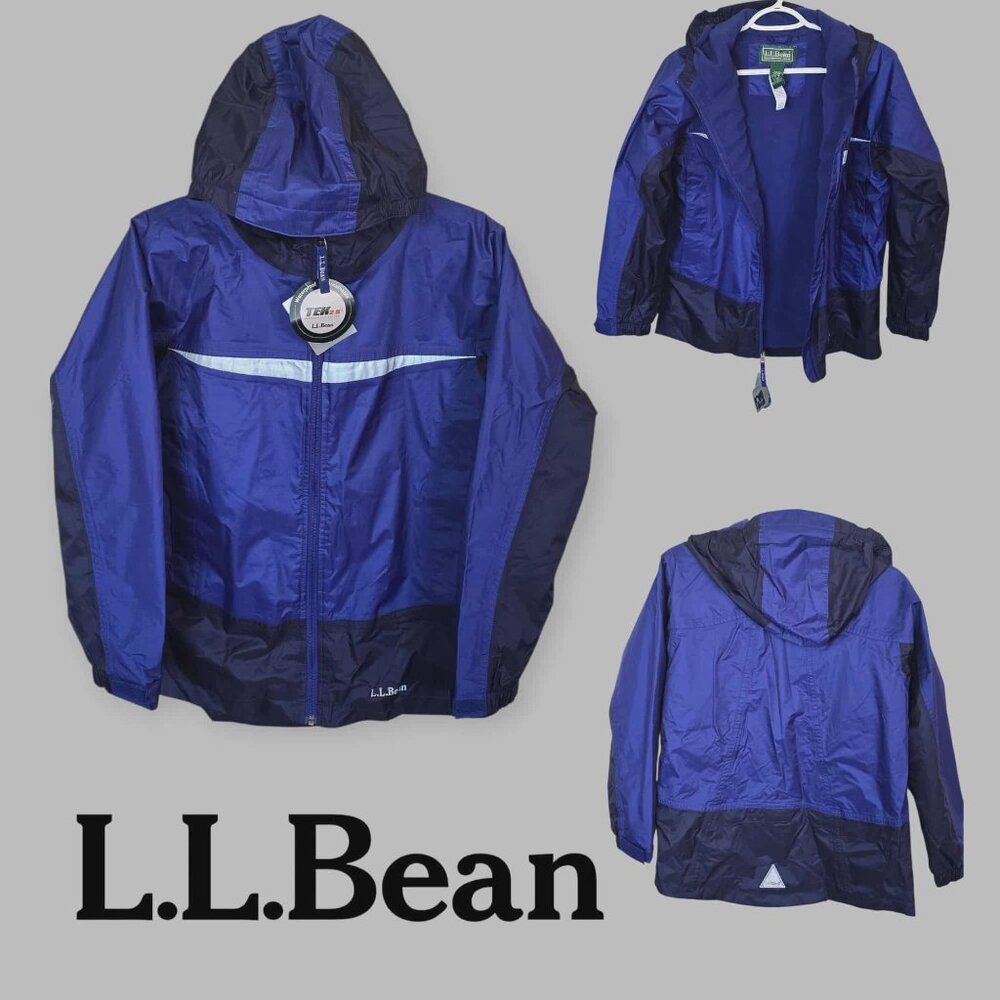 L.L.Bean Water Resistant  Full Zip Hooded Jacket Youth Kids Large 14/16